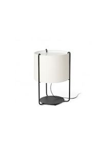 Drum, lámpara de mesa en metal negro con pantalla blanca, Faro Barcelona