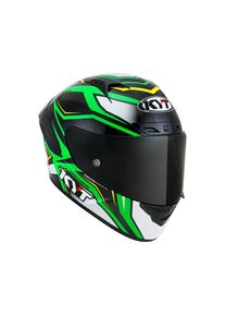 KYT NZ-Race Stride Integralhelm (Carbonmatt/Grün/Weiß)