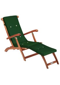 Casaria Ligstoel Queen Mary acaciahout FSC -gecertificeerd incl kussen Groen