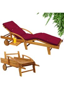 Casaria Ligbed Tami Sun acaciahout incl kussen Rood