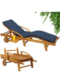 Casaria Ligbed Tami Sun acaciahout incl kussen Blauw