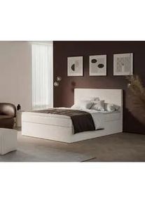 Livetastic Boxbett , Creme , Textil , Tanne,Tanne , massiv , H3 , Höhe ca. 17 cm , 160x200 cm , gepolstertes Kopfteil, Topper durchgehend, in verschiedenen Größen erhältlich , Schlafzimmer, Betten, Boxspringbetten