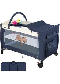 TecTake Kinder Reisebett Hund,inklusive Tragetasche, 132 x 75 x 104 cm,blau , Blau , Kunststoff , 75x104x132 cm , Ce , Babymöbel, Babybetten, Reisebetten