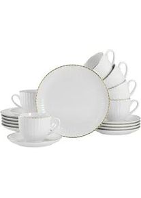 Creatable Kaffeeservice , Weiß, Goldfarben , Keramik , 18-teilig , 200 ml,200 ml , Geschirr, Geschirrsets, Kaffeeservice
