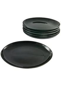 Creatable Grillteller , Schwarz , Glas , 6-teilig , oval , lebensmittelecht, stapelbar , Geschirr, Teller, Barbecue-Teller & Spezialteller