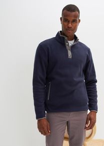 Fleecetröja med ståkrage knappar och praktiska fickor - blå - storlek 56/58 (XL) - bonprix