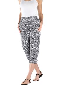 Dames 3/4-broek met elastische boordjes zwart/wit gedessineerd Maat 52