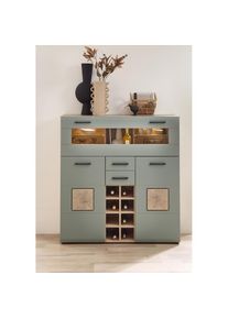 Innostyle , Barschrank »FUN PLUS II«, 2 Holztüren, 19 Fächer, 1 Klappe, Softclose, ABS Kantenschutz , schilfgrün