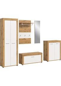 Inosign , Garderoben-Set »Aosta«, (Set, 5 St.), Aosta, Höhe 191 cm, 5-tlg. Garderobenset, Flur, Diele , eiche/weiß