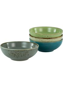 Creatable , Schale »NATURE COLLECTION«, 4 tlg., aus Steinzeug, Salatschale, Müslischale, in Naturfarben, Ø 16,5 cm , grau/aquablau/hellgrün/sandfarben