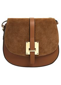 CLUTY, Damen, Umh&auml;ngetasche echt Leder, Made in Italy, cognac, cognac, L&auml;nge 22 cm x Breite 20 cm x Tiefe 6 cm