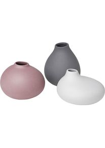 Blomus , Dekovase »NONA, aus Porzellan, unglasiert«, (Set, 3 St.), Vase in 3 unterschiedlichen und außergewöhnlichen Formen , grau (pewter),...