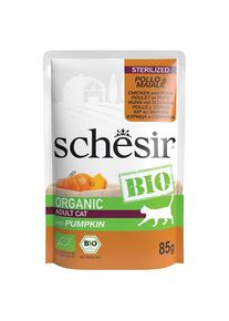 8x85g Schesir Organic Pouch Gesteriliseerd Biologisch Kip en Biologisch Varken nat kattenvoer