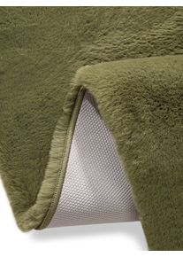 Tapis poil ras en fausse fourrure Dave Vert 120x170 cm - Tapis poil court design moderne pour salon