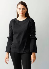 Bluse mit großem Volant in schwarz - Alba Moda