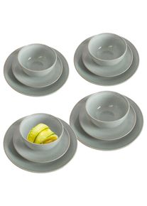 Servizio di piatti (set 12 pezzi), Grigio, Taglia Onesize, bonprix