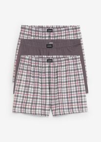 Boxer di jersey a quadretti dalla vestibilità morbida (pacco da 3), Grigio, Taglia 9 (3XL), bonprix