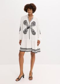 Abito tunica in viscosa strutturata, Bianco, Taglia 60, bonprix