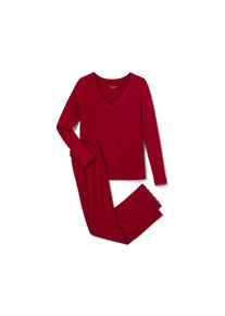 Tchibo - Pyjama mit Spitzenbesatz - Damen - Gr. M - rot