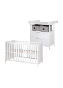 Roba Kinderzimmer-Set Bett und Kommode - 87x75x100cm - weiß - Holz / Kunststoff / Holz