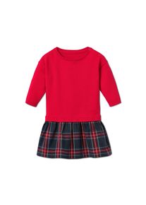 Tchibo - Strickkleid mit kariertem Rock - Mädchen - Gr. 110/116 - blau/kariert