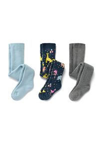 Tchibo - 3 Kinder-Frottee-Thermostrumpfhosen - Baby - Gr. 86/92 - graublau/jacquard