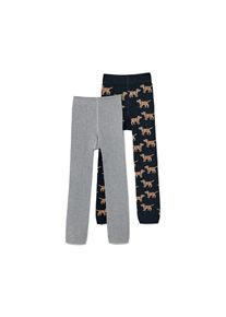 Tchibo - 2 Kinder-Strickleggings mit Stickerei - Unisex - Gr. 122/128 - dunkelblau/jacquard