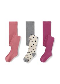 Tchibo - 3 Kinder-Strumpfhosen - Mädchen - Gr. 98/104 - dunkelrosa/jacquard