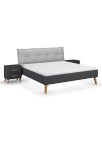 Rauch Bettanlage »Skandi« mit 2 Nachttischen - 288x219x109cm - grau - Holz