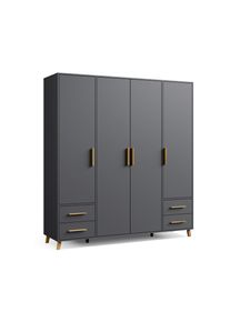 Rauch Drehtürenschrank »Shinjo« - 187x53x203cm - grau - Holz