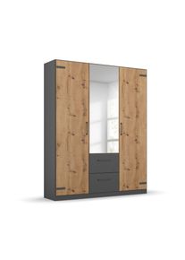 Rauch Drehtürenschrank »Butte« - 136x57x197cm - grau - Holz