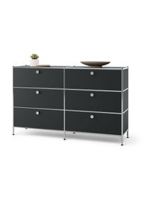 Tchibo - Kommode Metall &raquo;Cn3&laquo; mit 6 Schubladen - 152x40x73,5cm - schwarz - Stahl / Aluminium / Kunststoff