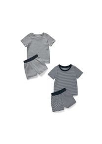 Tchibo - 2 Kinder-Pyjamas - Jungen - Gr. 98/104 - weiß/gestreift