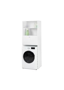 Tchibo - Waschmachinenschrank mit aufklappbarer Arbeitsfläche - 65x47x182,5cm - silber - Holz / Metall