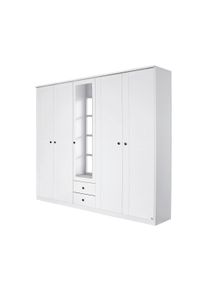 Rauch Kleiderschrank »Rosenheim« - 226x56x212cm - weiß - Holz / Glas / Metall