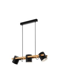 Eglo 3er-Pendelleuchte »Hornwood« - 78x21x110cm - schwarz - Holz / Stahl / Stahl