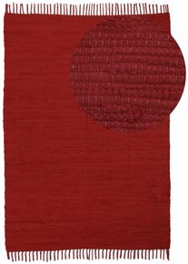 my home Teppich »Handweb Uni, Wendeteppich« rechteckig 5 mm Höhe Fleckerlteppich, reine Baumwolle, handgewebt, Uni, mit Fransen in rot