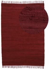 my home Teppich »Handweb Uni, Wendeteppich« rechteckig 5 mm Höhe Fleckerlteppich, reine Baumwolle, handgewebt, Uni, mit Fransen in rot