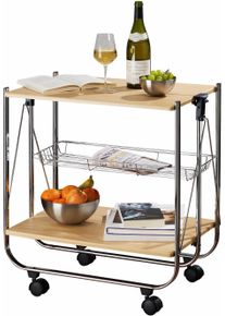 Wenko Servierwagen »Modell Dinett Deluxe« Küchenwagen mit 2 Ablagen und Korb in silberfarben, Größe B/H/T: 68 cm x 70 cm x 41 cm