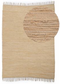 my home Teppich »Handweb Uni, Wendeteppich« rechteckig 5 mm Höhe Fleckerlteppich, reine Baumwolle, handgewebt, Uni, mit Fransen in beige