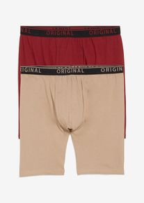 Lot de 2 boxers longs en coton extensible - marron - taille 5 (M) avec coton - bonprix