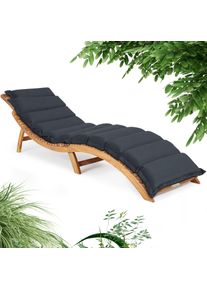 Casaria Ligbed Acaciahout FSC -gecertificeerd incl kussen Antraciet