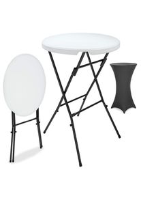 Casaria Stehtisch Weiß Ø72cm + Stehtischhusse Anthrazit Ø70cm