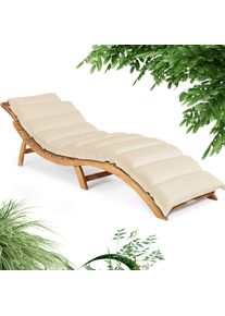 Casaria Ligbed Acaciahout FSC -gecertificeerd incl kussen Crème