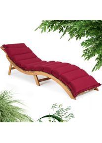 Casaria Ligbed Acaciahout FSC -gecertificeerd incl kussen Rood