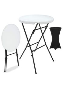 Casaria Stehtisch Weiß Ø72cm + Stehtischhusse Schwarz Ø70cm