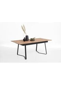 Valnatura Schöner Wohnen Esstisch , Anthrazit, Eichefarben , Holz , Kerneiche , massiv , rechteckig , Kufe , 95x76x190 cm , Goldenes M , Esszimmer, Esszimmerserien