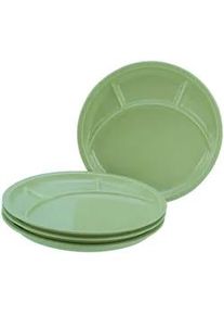 Creatable Fondueteller , Grün , Keramik , 4-teilig , rund , lebensmittelecht, stapelbar , Geschirr, Teller, Barbecue-Teller & Spezialteller