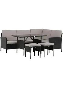Gardenson Dining-Loungeset , Grau, Schwarz , Kunststoff , Gartenmöbel, Gartengarnituren, Gartenmöbel-Sets