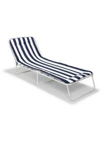 Xxxl Dreibeinliege , Blau, Weiß , Metall, Textil , 60x23x180 cm , FSC Mix, Europäischer Sicherheitsstandard , UV-beständig, Rückenlehne verstellbar , Gartenmöbel, Gartenliegen, Sonnenliegen